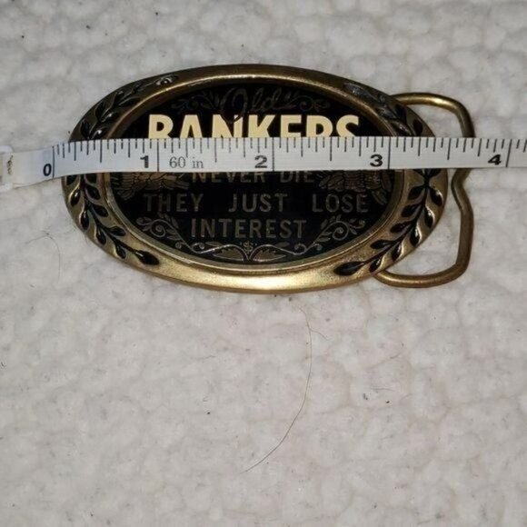 Aminco Heritage Vintage "Old Bankers Never Die They..." 1980 Solid Brass Buckle - Picture 4 of 5